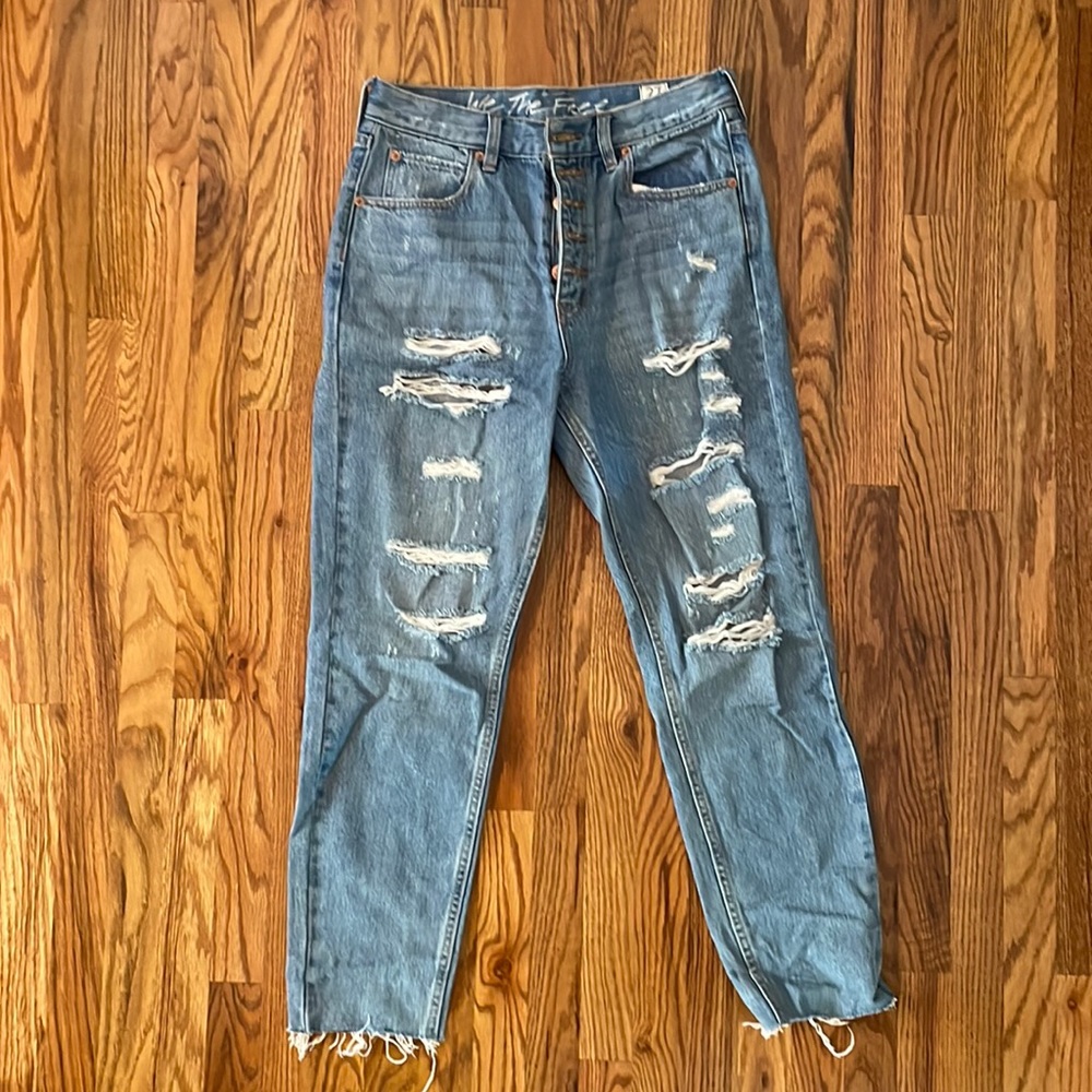 Free People High Waisted Distressed Jeans